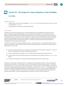 Lesson 19: The Graph of a Linear Equation in Two Variables Is a Line