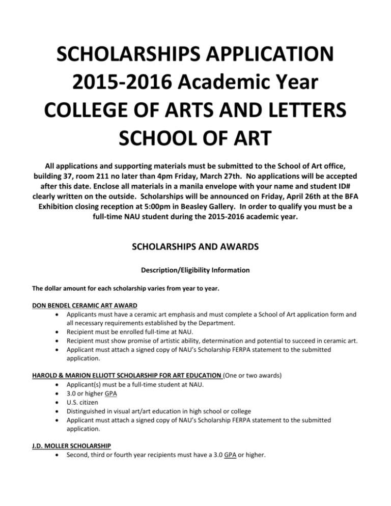 SCHOLARSHIP APPLICATION Northern Arizona University