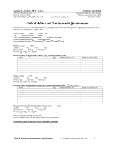 Children & Adolescent Development History Form