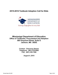 2015-2016 Textbook Adoption Call for Bids
