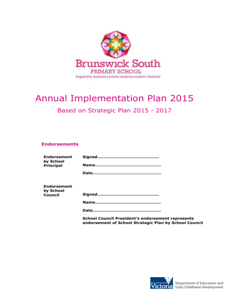 Brunswick South Primary School Annual Implementation Plan 2015 Brunswick South Primary School Annual Implementation Plan 2015