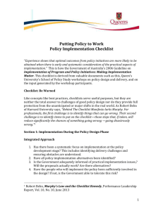 Policy Implementation Checklist