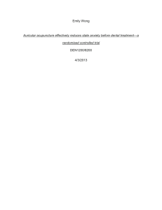 Auricular acupuncture effectively reduces state anxiety before dental