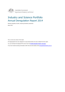 Industry and Science Portfolio - Annual Deregulation Report 2014