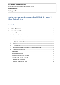 Coating procedure specification according NORSOK