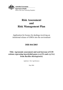 Risk Assessment and Risk Management Plan