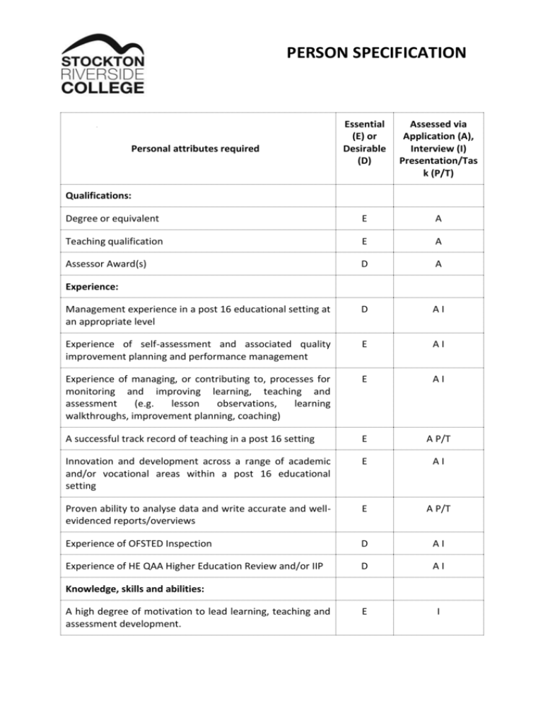Person Specification