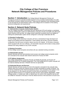 Section 2: Network Node Policies