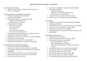 Algebra II & Trig Semester Exam Outline – December 2014 Unit 1