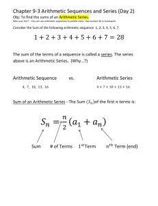 Ch 9-3 Arithmetic Sequences and Sequences DAY 2