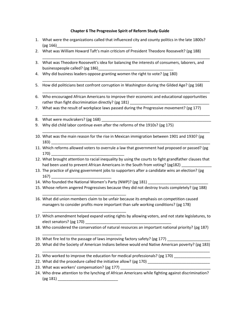 Reforms Of The Progressive Movement Worksheet Answers - Worksheet List
