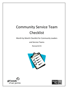 Monthly Service Team Checklist 2015-16