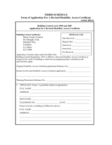 Application Form for a Revised Disability Access Certificate
