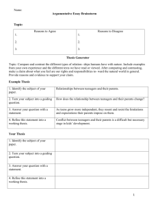 Name: Argumentative Essay Brainstorm Reasons to Agree 1. 2. 3