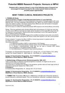 Potential MBBS Research Projects: Honours or MPhil