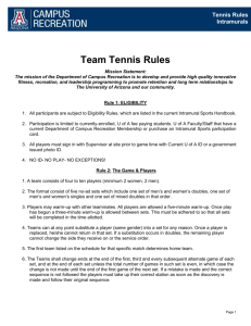 Tennis Rules Intramurals - Campus Recreation