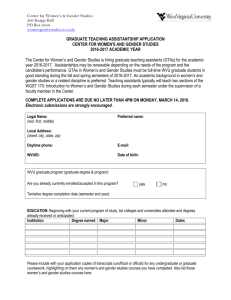 WGST GTA APPLICATION, page Center for Women`s & Gender