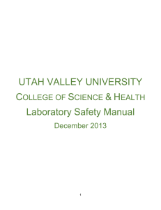 Chemical Safety Manual - Utah Valley University