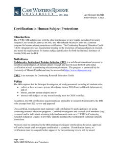 Certification in Human Subject Protections