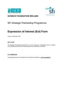 Expression of Interest - Science Foundation Ireland