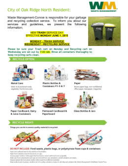 TOWNSHIP OF RIDLEY TRASH AND RECYCLING SCHEDULE