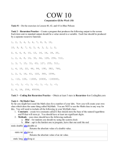 COW 10 Computation Of the Week (10) Task #1 – Do the exercises