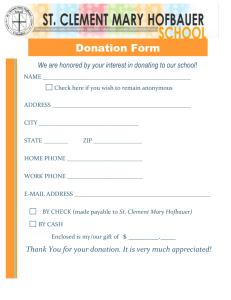 Donation Form - St. Clement Mary Hofbauer School