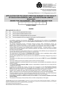 application for a post graduate nwu bursary: 2008 - North