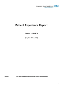 Patient Experience Report - University Hospitals Bristol NHS