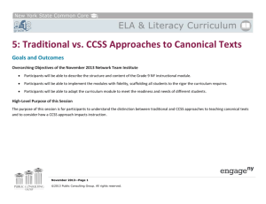 Traditional vs. CCSS Approaches to Canonical Texts