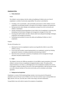 Anaphylaxis Policy Policy Statement Values This children`s service