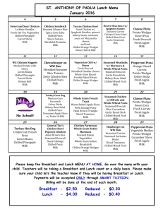 January Lunch Menu - St. Anthony of Padua Catholic School