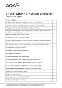GCSE Maths Revision Checklist