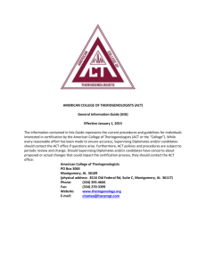 AMERICAN COLLEGE OF THERIOGENOLOGISTS (ACT) General