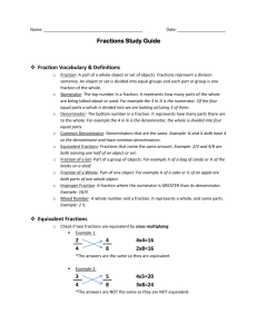 Fractions Review Sheet