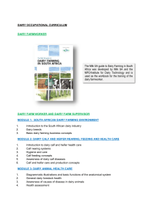 DAIRY OCCUPATIONAL QUALIFICATION