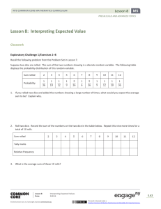 Lesson 8: Interpreting Expected Value