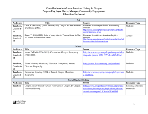 Contributions to African American History in Oregon
