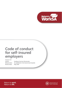 Code of conduct for self-insured employers