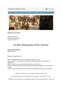 LA3012 Philosophy of the Teacher 15-16