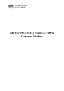 After Hours Other Medical Practitioners (OMPs) Programme