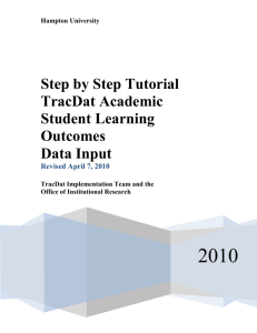 Student Learning Outcomes Data Input Step-by