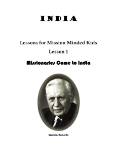 Lesson 1 Story: Missionaries Come to India