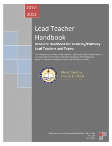 Lead Teacher Handbook - West Contra Costa Unified School District