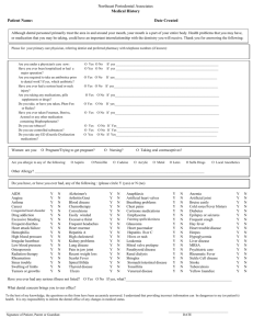 Medical History Form - Word Format