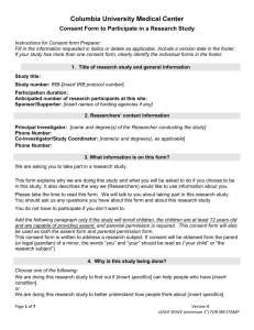 Minimal Risk Consent form template