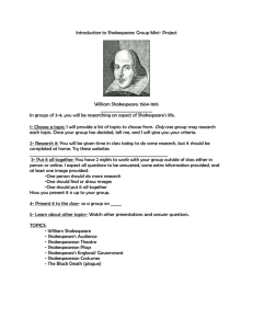 Shakespeare Mini Research Project