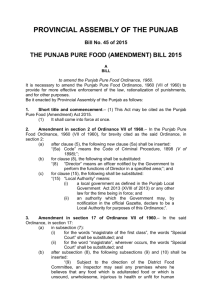 The Punjab Pure Food (Amendment) Bill 2015