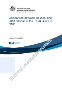 Comparison between the 2009 and 2013 editions of the PIC/S