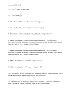 Geometry ACT Review 3 1. If , what is the value of 30x? 2. If what is